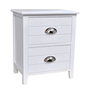 Mesa de cabeceira de madeira branca 38x28x45