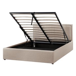 Sommier com arrumação montlaur bouclé taupe 140 x 200 cm