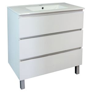 Trendy móvel de toucador com 3 gavetas - 80cm -  branco mate - lavatório