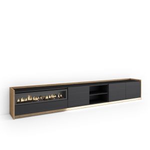 Móvel de tv, 310x37x50cm, lareira eléctrica, LED rf4900
