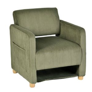 Poltrona de relaxamento verde em veludo canelado - 66x73,5x76,5 cm