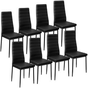 8 cadeiras de sala de jantar acolchoadas, sintético, 41x45x98,5 cm, preto