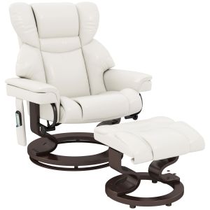 Poltrona relax giratória massagem pele sintética branco creme