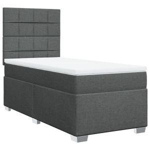 vidaXL cama box spring con colchón tela gris oscuro 80x200 cm