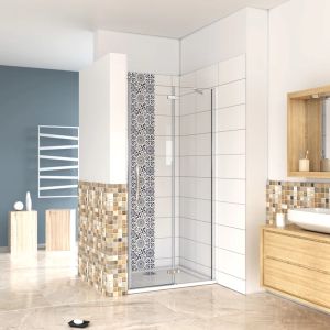 Porta de duche bater perfil cromado vidro easyclean 6mm (977-1007)x1900mm