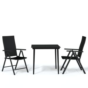 vidaXL juego de comedor de jardín 3 piezas negro