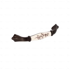 Puxador para mobiliário zamac e porcelana dist  centros 96mm lote 25