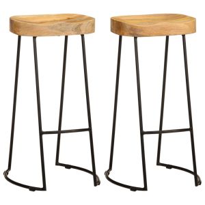 vidaXL taburetes de barra de cocina 2 unidades madera maciza de mango