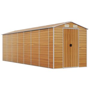 Abrigo de jardim 191x640x198 cm aço galvanizado castanho-claro