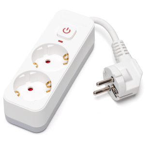 Aigostar régua tomadas, extensão 2 tomadas com interruptor, branco