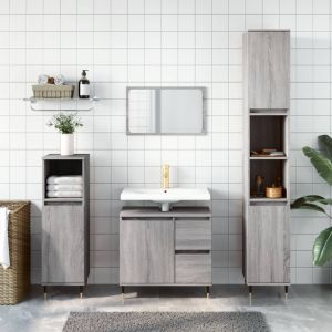 3 pcs conjunto móveis casa de banho madeira proc. Cinza sonoma