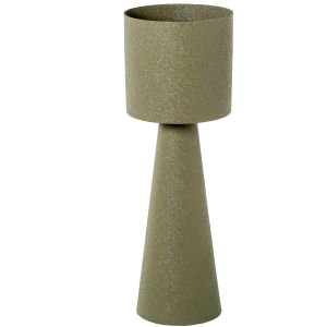 Vaso de plantas com suporte de metal, acabamento verde fosco