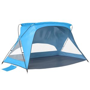Tenda de praia 220x120x120 cm tecido oxford, plástico color azul Outsunny