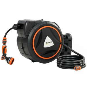 Carretel de mangueira 55x31x50 cm pp, plástico color naranja Outsunny