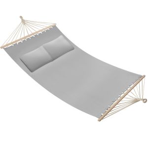 Rede doble, carga 240 kg com 2 almofadas, 230 x 145 cm, cinzento claro