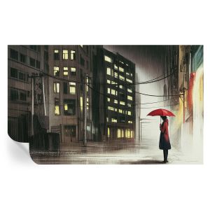 Papel de parede vinílico cidade chuvosa 416x254 tulup