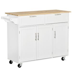 Carrinho de cozinha 121x46x91 cm mdf e madeira de borracha color blanco