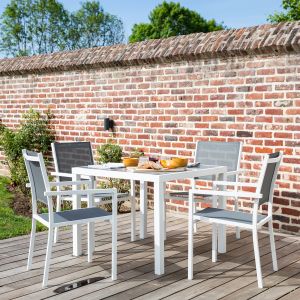 Conjunto de móveis de jardim bergamo de 4 lugares - alumínio branco