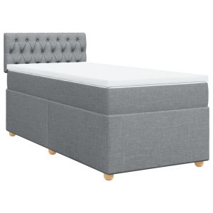 vidaXL cama box spring con colchón tela gris claro 90x200 cm