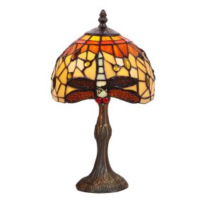 Abajur de mesa manor com base estilo tiffany, 20 cm de ø, série belle amber