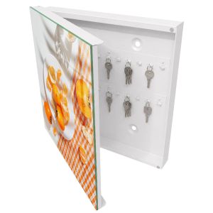 Caixa para chaves decorativa 30x30x5, abertura à esquerda branca