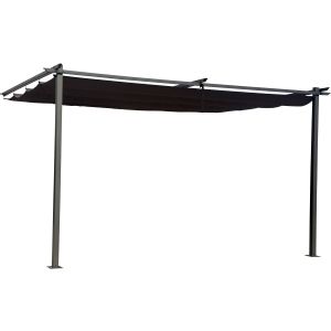 Pérgola de parede em metal com cobertura retrátil – 3 × 4 m – cinzento