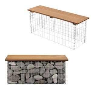 Banco de jardim gabião friesland wpc 90 x 25 x 40 cm castanho claro