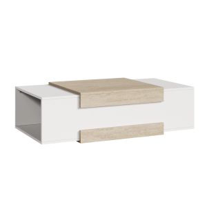 Mesa de centro eljak  2 compartimentos 110x57x31 cm branco/bege [en.casa]