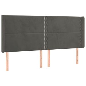 vidaXL cabecero con orejas de terciopelo gris oscuro 163x16x118/128 cm