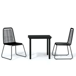 vidaXL juego de comedor para jardín 3 piezas negro