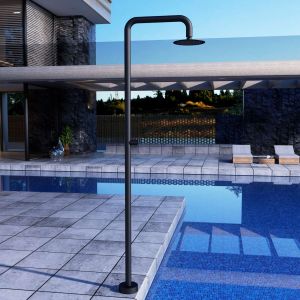 Chuveiro para piscina oregon em aço inox preto fosco | poolimex