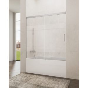 Resguardo banheira frontal+deslizante basic 140-145cm serigrafado cromado