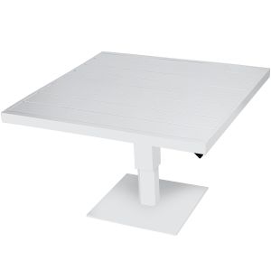 Mesa de alumínio branca para exterior com altura ajustável