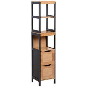 Coluna casa de banho 30x30x144,3 cm mde e bambu bicolor kleankin