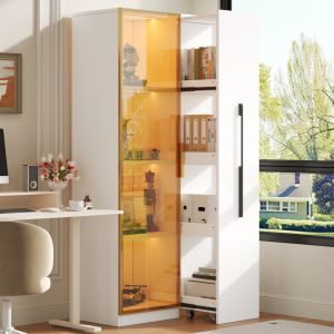 Vitrina com iluminação de LEDs 2 em 1 branca 160x70x40cm