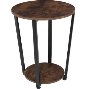 Mesa auxiliar redonda com tabuleiros, 50 x 62,5 cm, madeira oscura