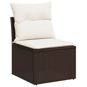 vidaXL silla de jardín sin reposabrazos con cojines ratán pe marrón