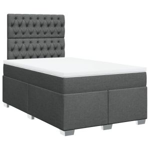 vidaXL cama box spring con colchón tela gris oscuro 120x200 cm