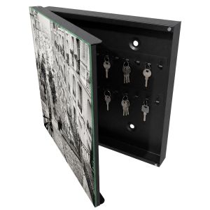 Caixa para chaves decorativa 30x30x5 charme urbano, abertura à esquerda