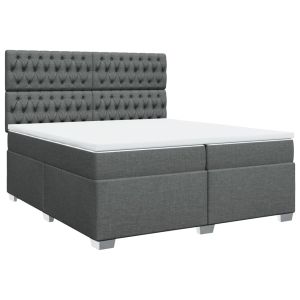 vidaXL cama box spring con colchón tela gris oscuro 200x200 cm