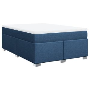 vidaXL cama box spring con colchón tela azul 140x200 cm