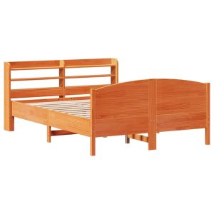 vidaXL estructura de cama sin colchón madera maciza marrón 135x190 cm