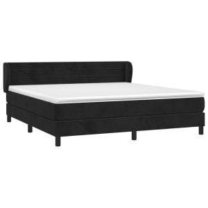 vidaXL cama box spring con colchón terciopelo negro 180x200 cm