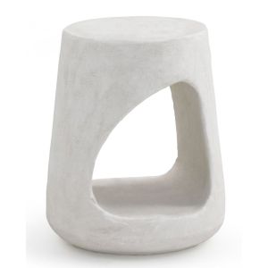 Mesa lateral em resina e cimento branco, 38x38x46cm