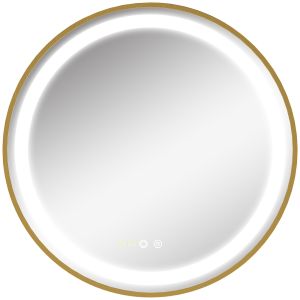 Espelho casa de banho liga de alumínio e vidro ouro ø60x4cm