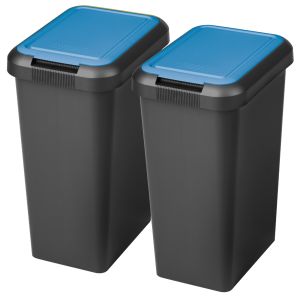 Wellhome conjunto de 2 latas de lixo azul safira 9l - "touch & lift"