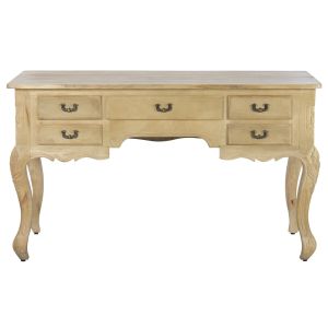 Escrivaninha de madeira maciça 133x68x75 com acabamento lavado natural