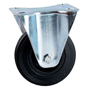 Rodízio fixo com platina retangular - avl - roda de borracha ø 80 - carga 6