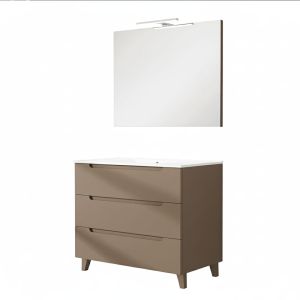 Móveis banho completo LED, victoria 100x45 cm moka fosco 3 gavetas pés