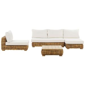 Conjunto de jardim com mesa 4 lugares varallo rattan natural à esquerda
